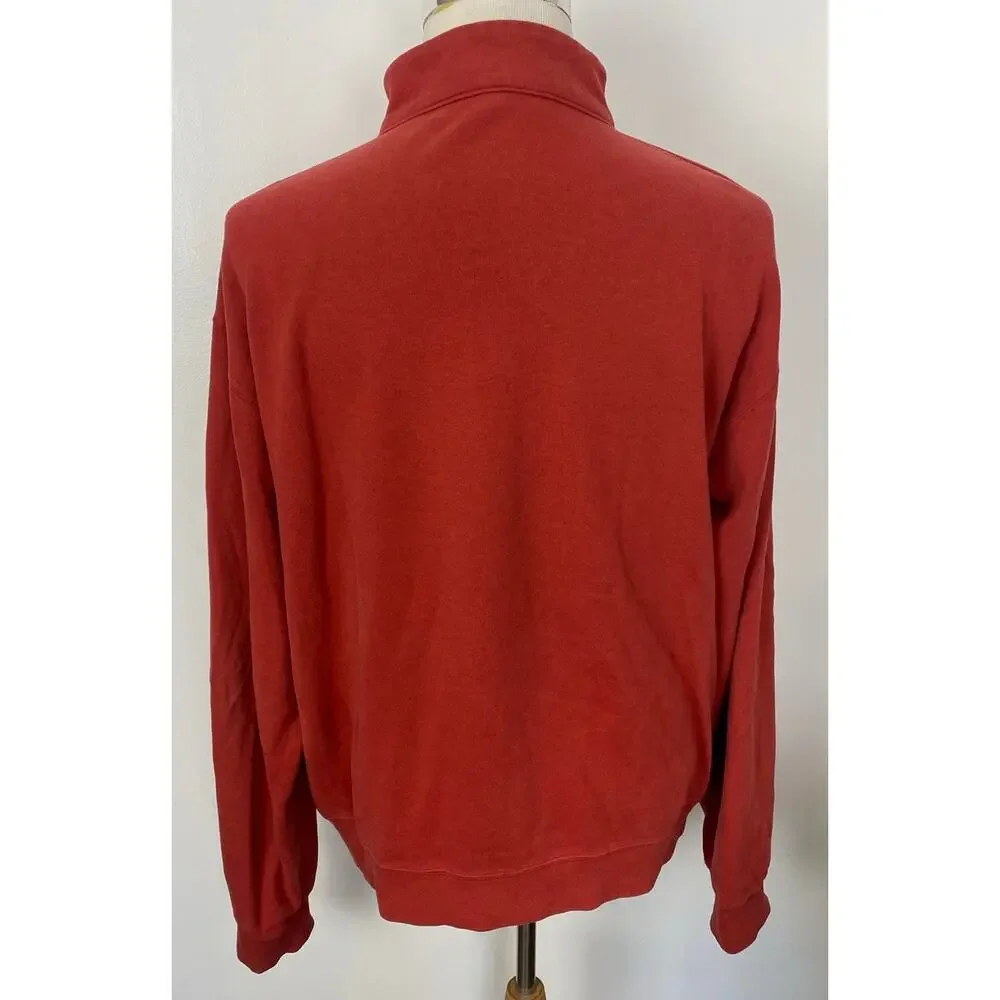 Men Peter Millar Melange 1/4 zip orange pullover sweater, XL